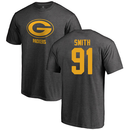 Men Green Bay Packers Ash #91 Smith Preston One Color Nike NFL T Shirt->nfl t-shirts->Sports Accessory